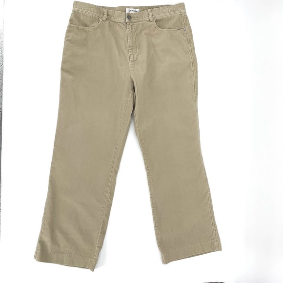 Calvin Klein Mens 36x30 Tan Corduroy Trouser Flat Front Straight Leg - Picture 2 of 9